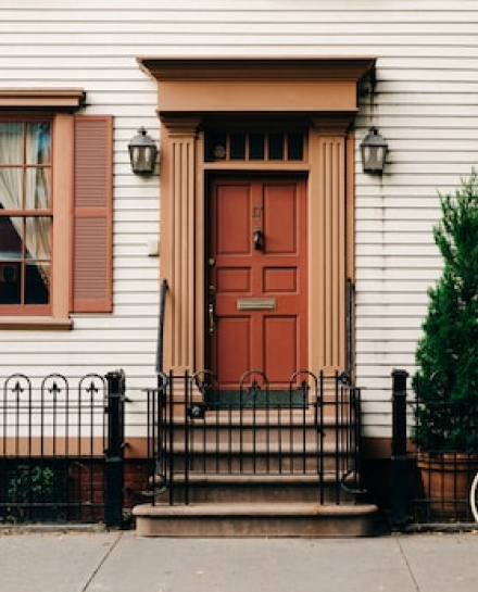 Red front door